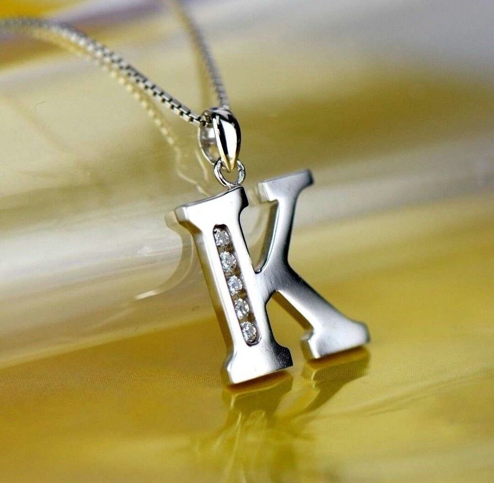 925 Sterling Silver Initial Letter CZ Pendant