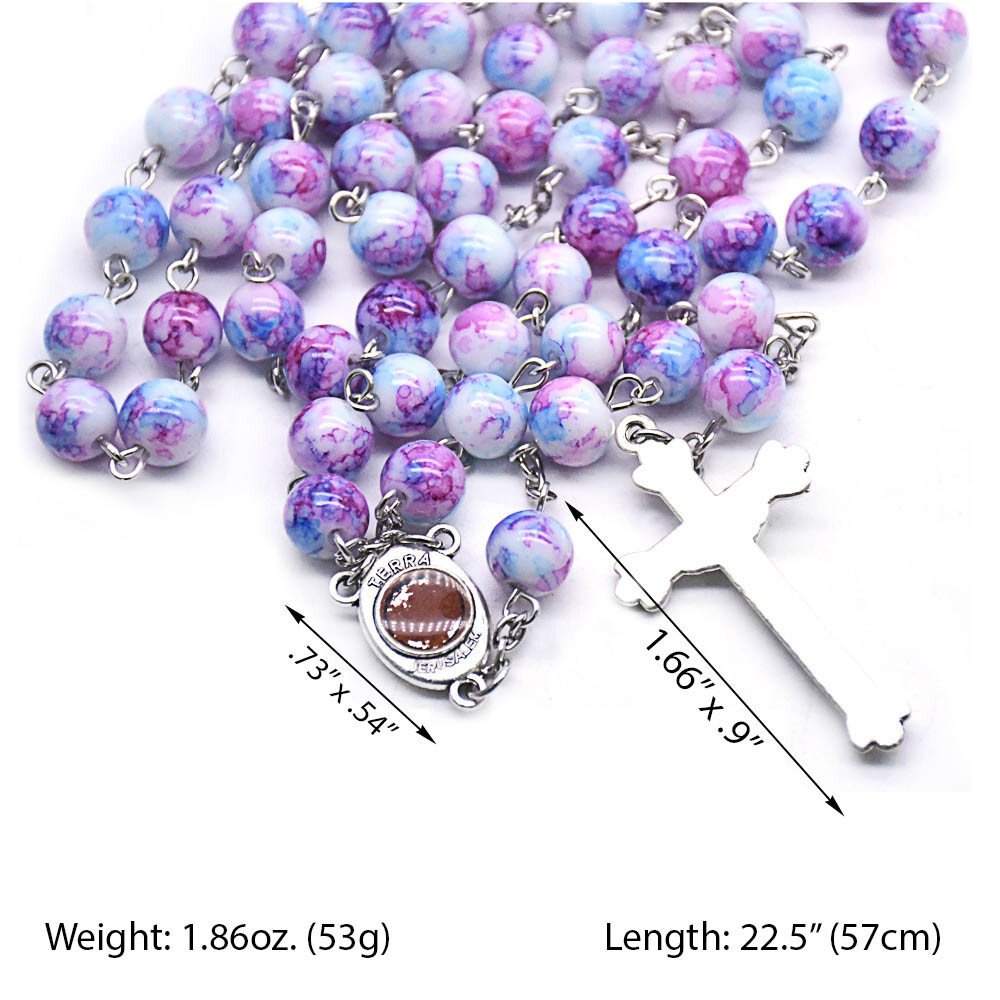 Purple Glass Beads Rosary Necklace – Catholic Holy Center & Crucifix