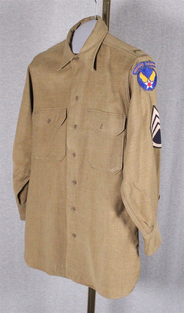 WWII Army Enlisted Man's OD Wool Shirt - S/SGT AAF Training Command