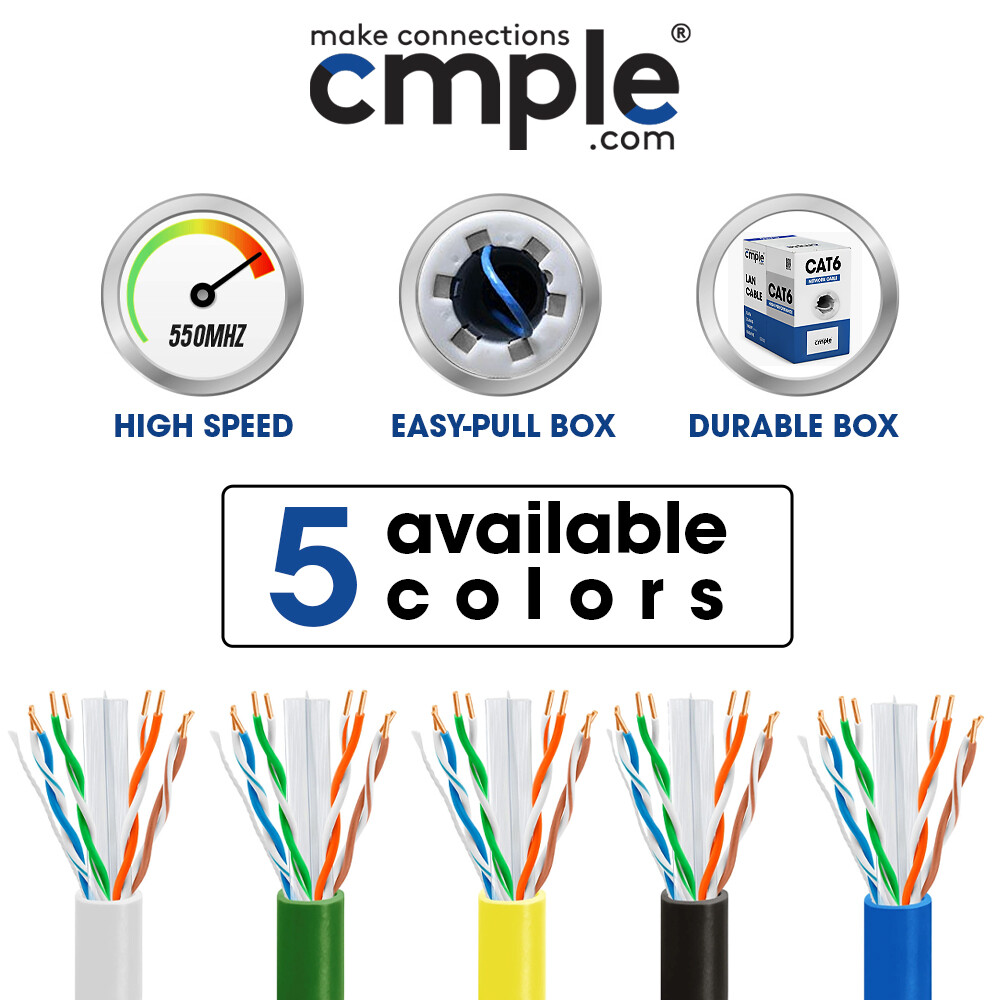 1000ft Cat 6 Ethernet Cable CCA Network Cable 550MHz CMR Cat6 Cord