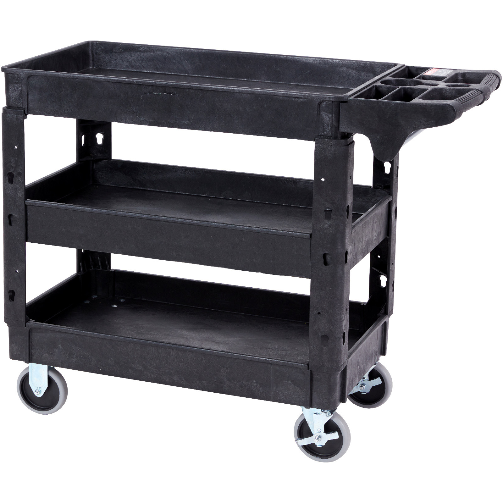 VEVOR Utility Service Cart 3 Shelf 550LBS 360° Swivel Wheels (2 with Brakes)