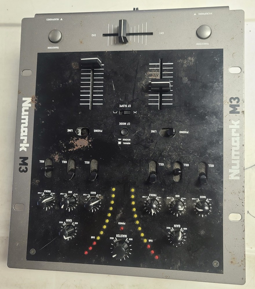 Numark M3 Tabletop 2 Channel Scratch DJ Mixer, NO POWER CABLE! UNTESTED!