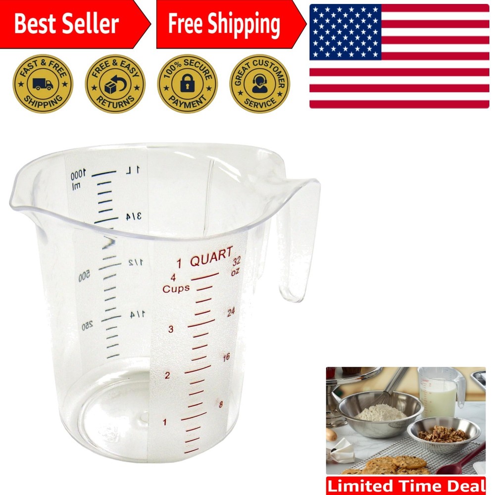 Easy-Clean 1-Quart Polycarbonate Measuring Cup with Raised External Markings