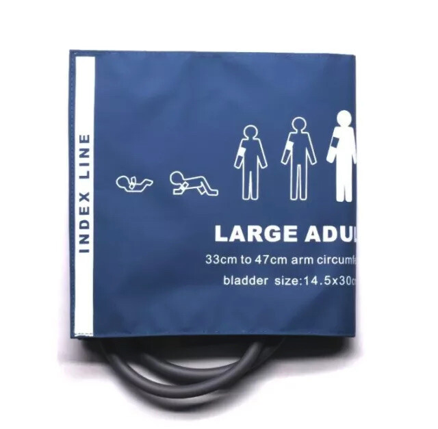 NIBP Cuff Reusable Large Adult Double Hose 33-47cm Blue - Same Day Shipping