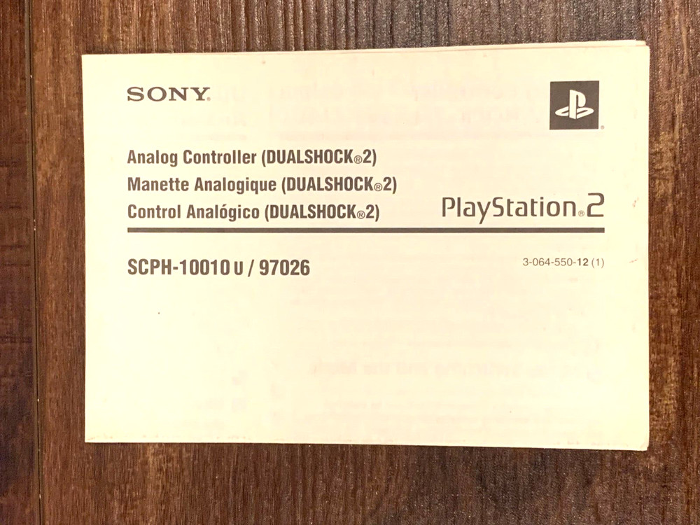 Analog Controller Dualshock 2 PS2 Playstation 2 Instruction Manual Only
