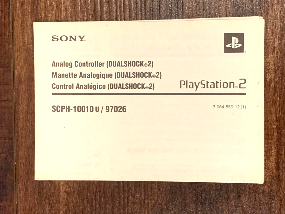 Analog Controller Dualshock 2 PS2 Playstation 2 Instruction Manual Only