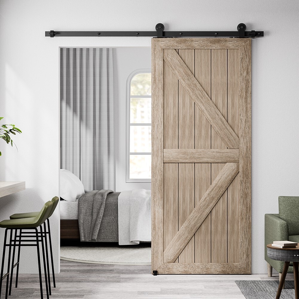 4FT-20FT Sliding Barn Door Hardware Kit Single/Double Door with Adjustable Guide