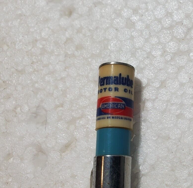Vintage RITEPOINT PEN PERMALUBE AMERICAN MOTOR OIL Pen GAS ADVERTISING Topper