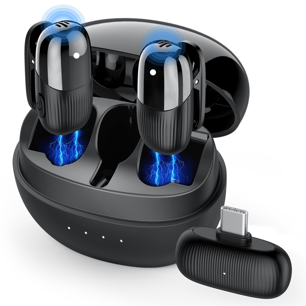 Wireless Lavalier Microphone for iPhone, Android, Mini Microphone with Noise ...