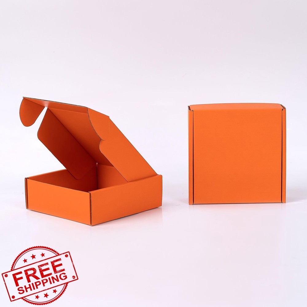 KAXILU Small Orange Shipping Boxes 6x6x2" E-commerce Packaging (20 Pcs)