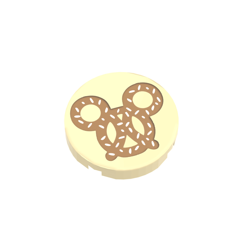 Magic Theme Park Mouse Ears Pretzel Snack - Custom Printed 2x2 Tile- Brick City