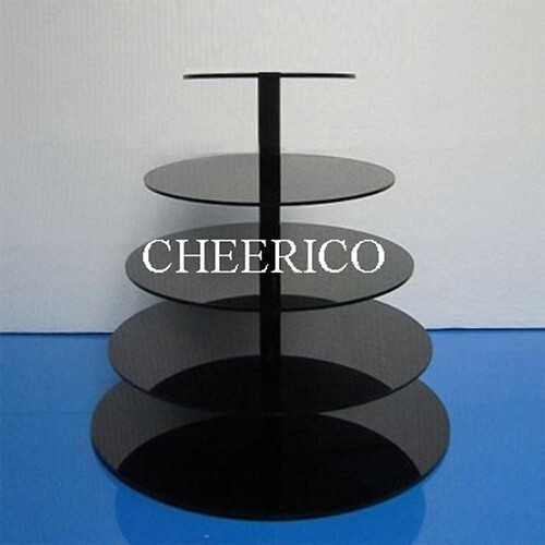 5 Tier Black Maypole Acrylic Cupcake Stand Cup Cake Tower Tree