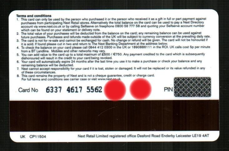 NEXT Love ( 2008 ) Foil Gift Card ( $0 )