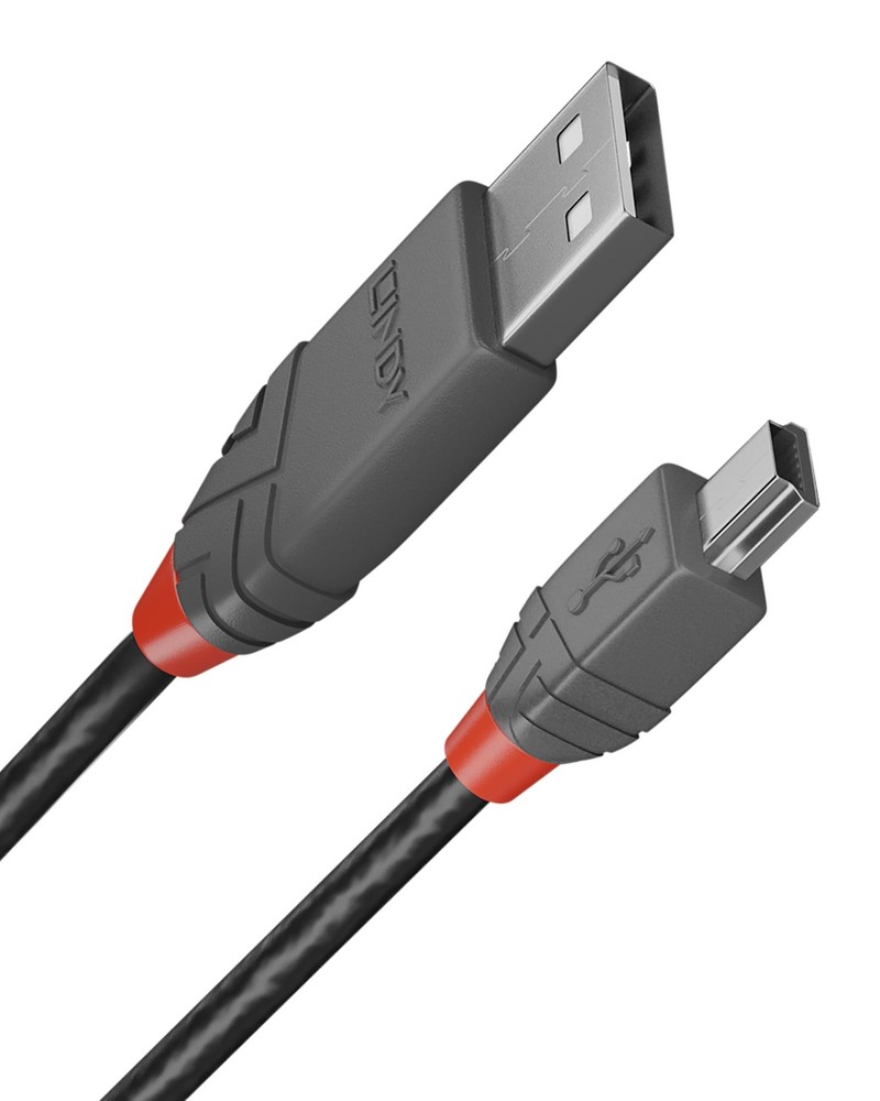 Lindy 1m USB 2.0 Type A to Mini-B Cable, Anthra Line