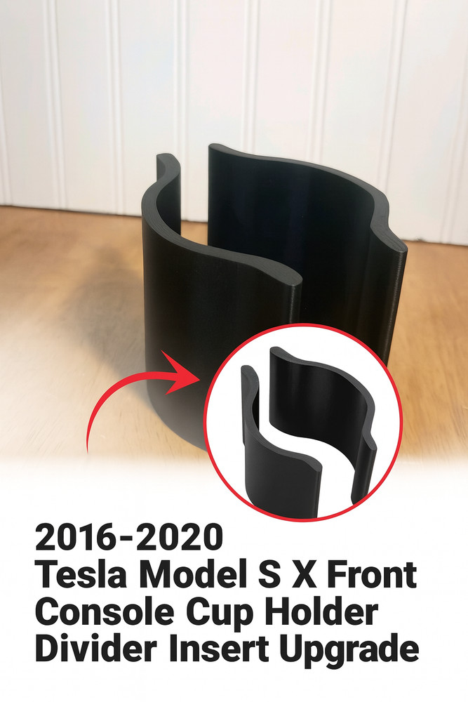 2016-2020 Tesla Model S X Front Console Cup Holder Divider Insert Upgrade
