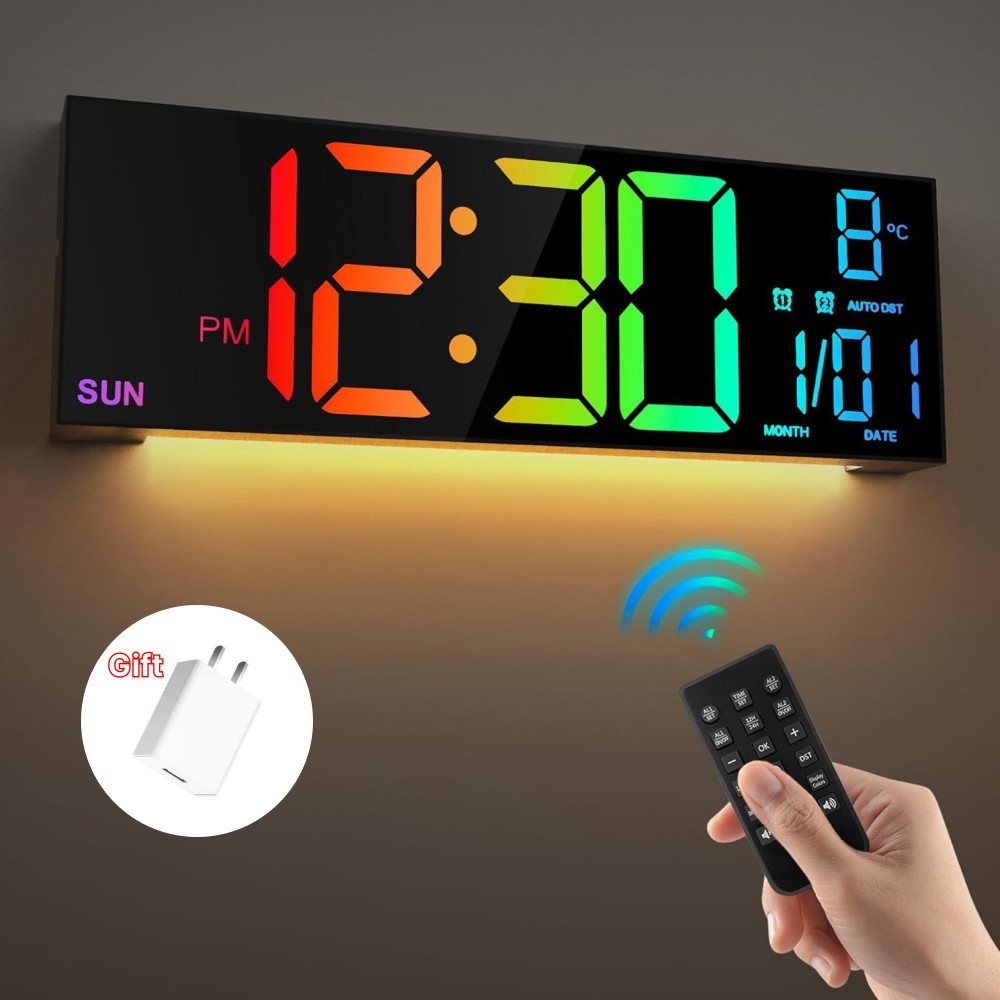 16" Digital Wall Mount Clock Count Down Timer With remote control LED 8RGB Color