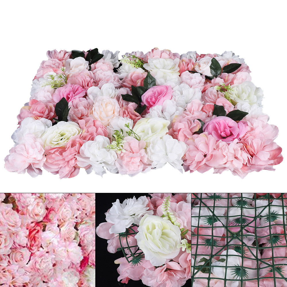 12PCS Artificial Flower Wall Panels Rose Hydrangea Backdrop Panel Wedding Decor