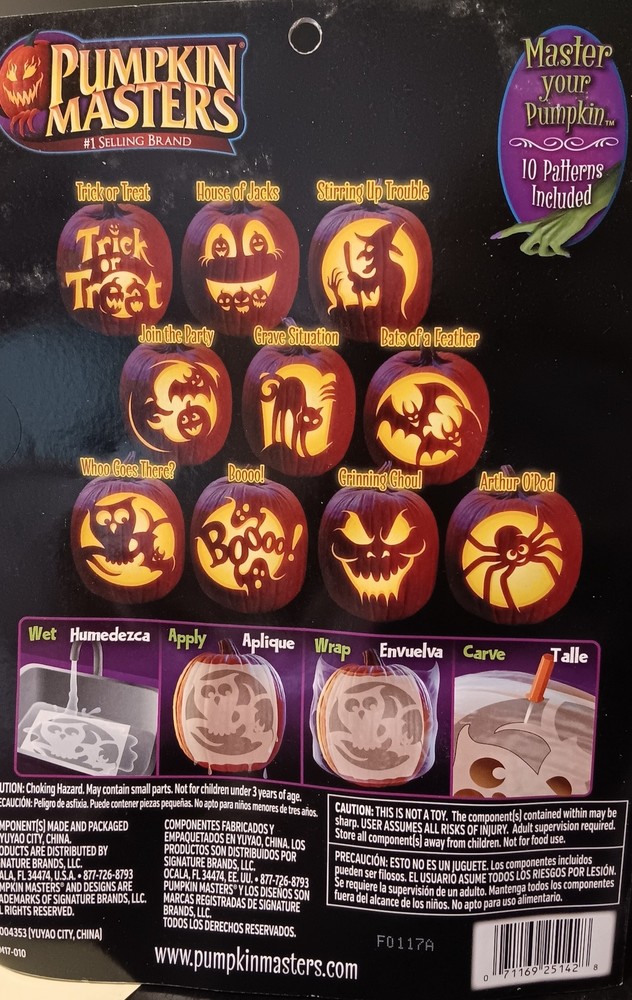 2 Pack Pumpkin Masters Halloween Pumpkin Carving Set with 10 Patterns NEW