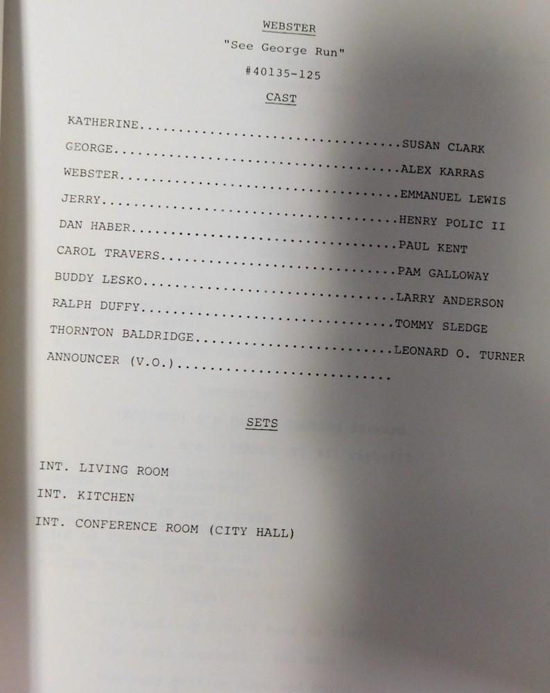 Webster 1988 Television Series Table Draft Script "3/7/88" "See George Run"