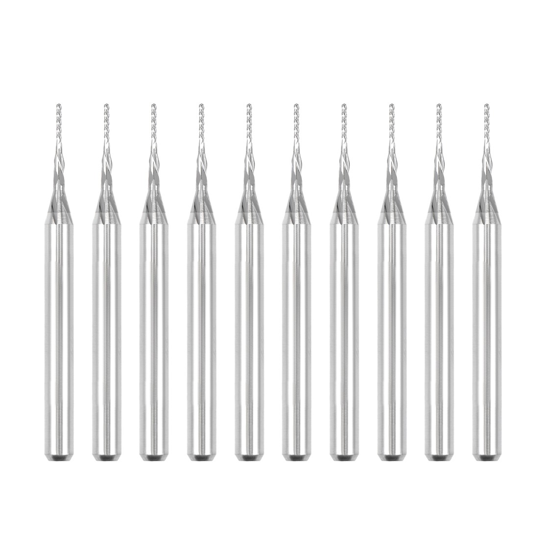 10Pcs 0.6mm Carbide End Mill Engraving CNC Router Bit for PCB Machine,1/8" Shank
