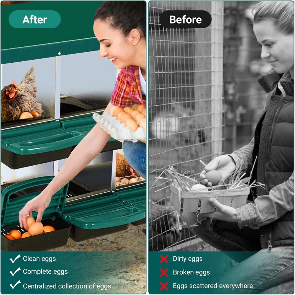 Galvanized Steel Roll Away Nesting Box with Lid, Removable Trays & Ventilation