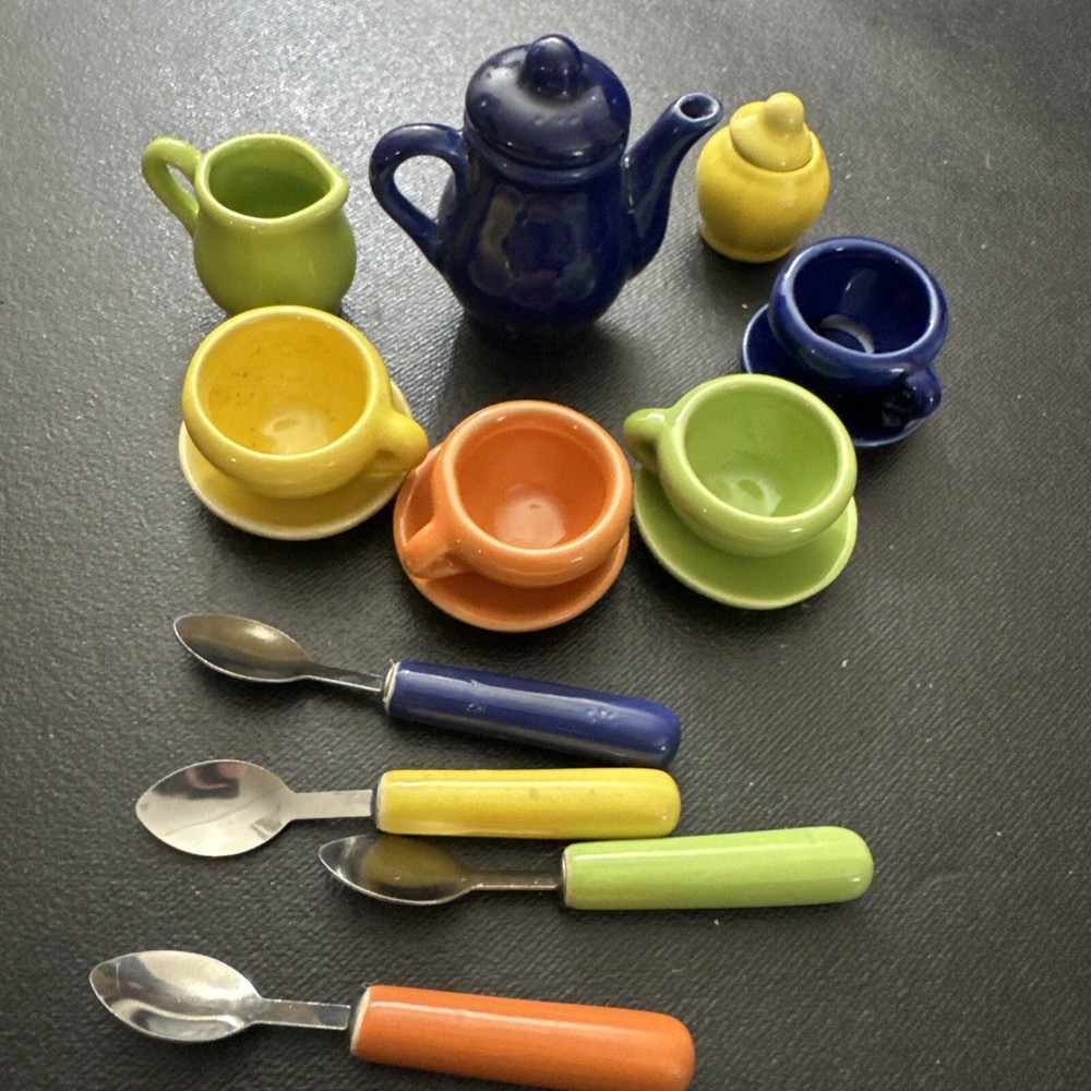 Mini Multi Color Tea At With Spoons