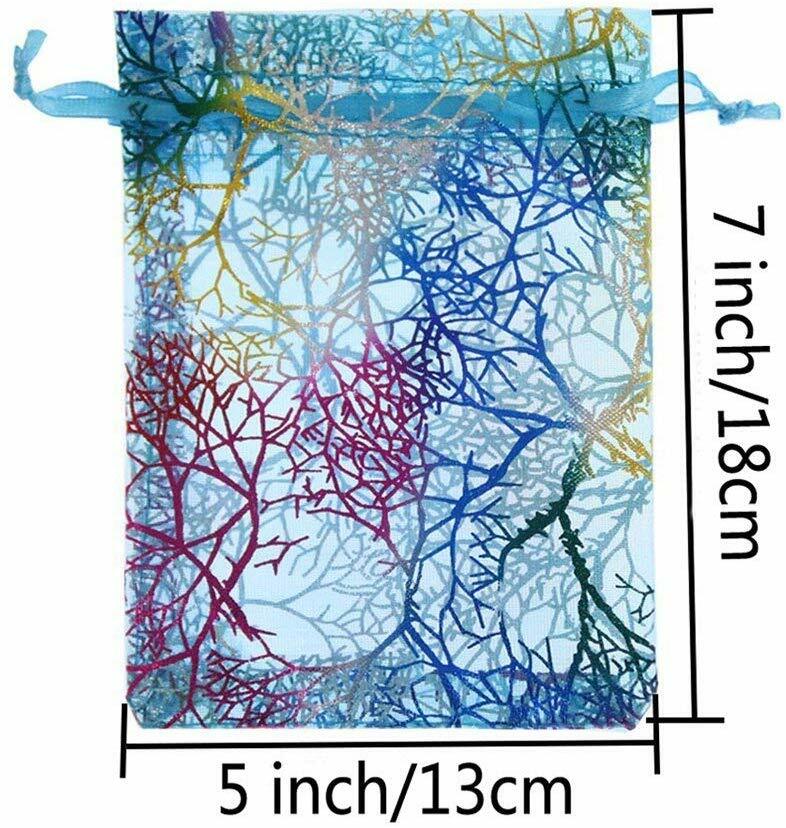5x7in Sheer Drawstring Organza Bags Jewelry Favor Gift Coralline Pouches Wedding