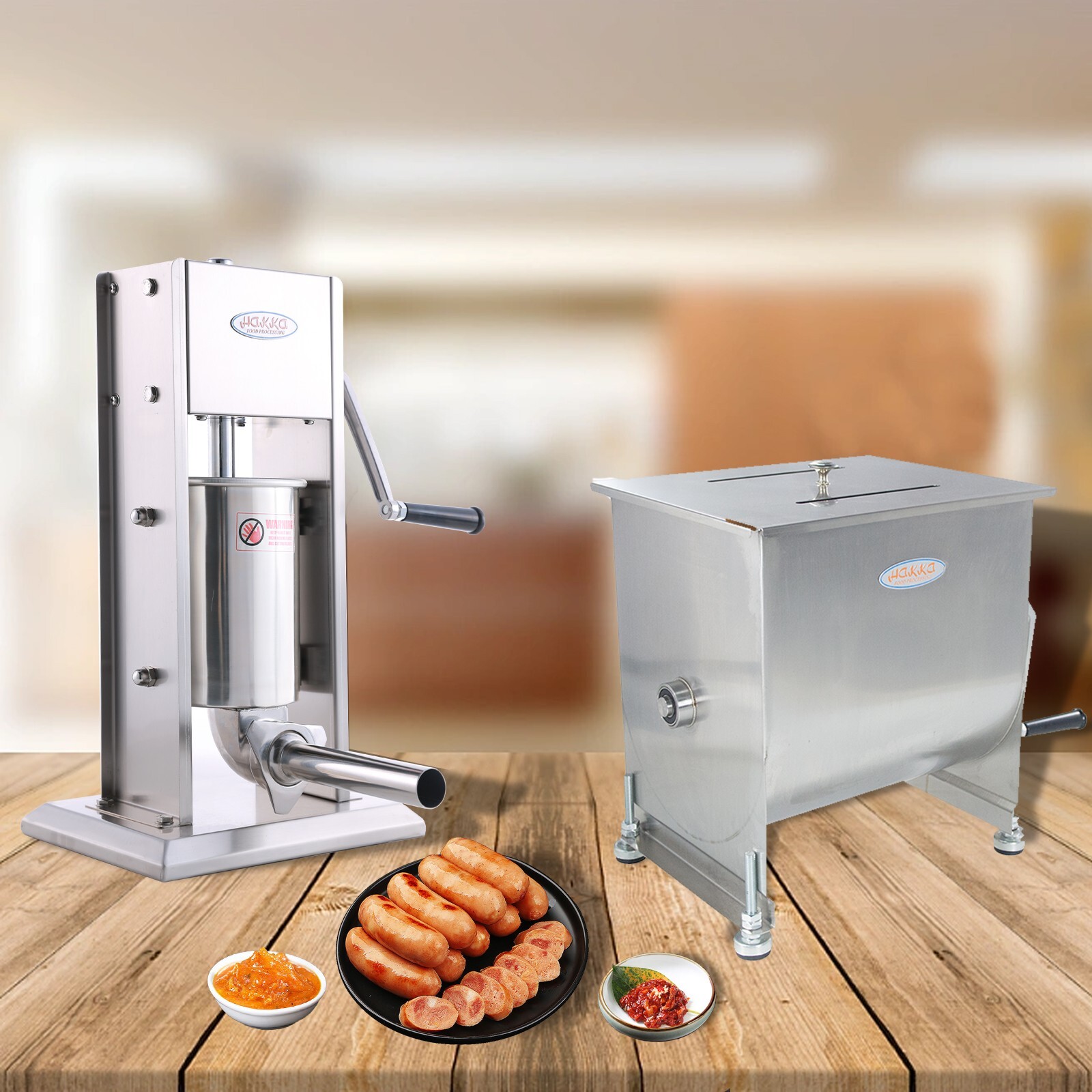 Hakka Commercial Meat Mixer with Sausage Stuffer Machine Kitchen Food Processor