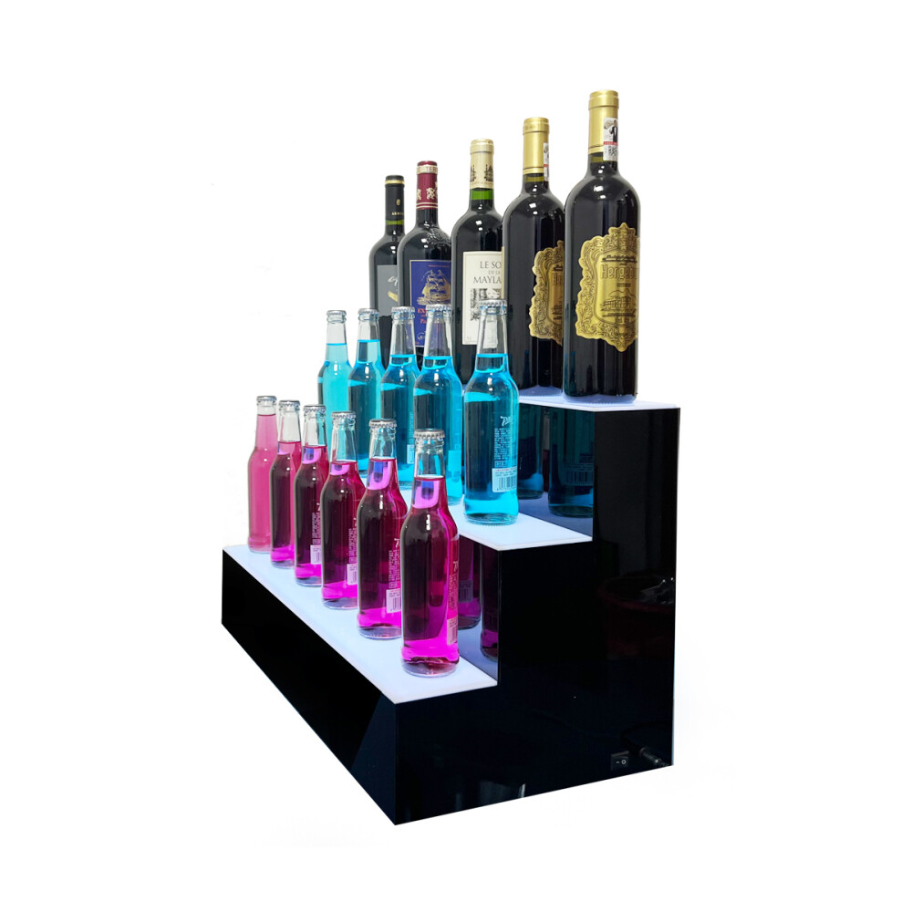 31" LED Display Shelf with 7 Preset Color 3-Step LED Liquor Bottle Display Stand