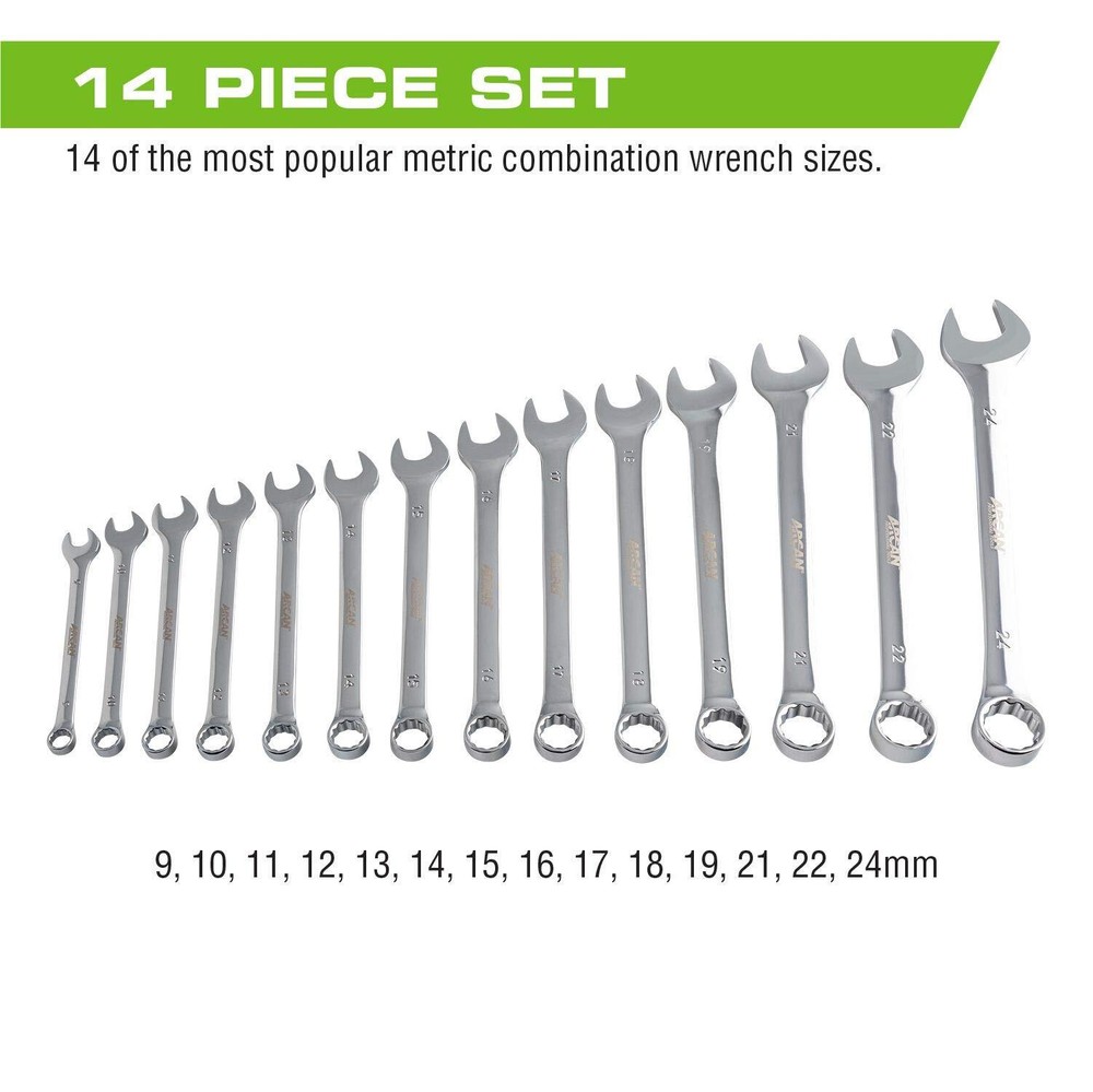 A14PMCW Metric Combination Wrench Set, 14-Piece