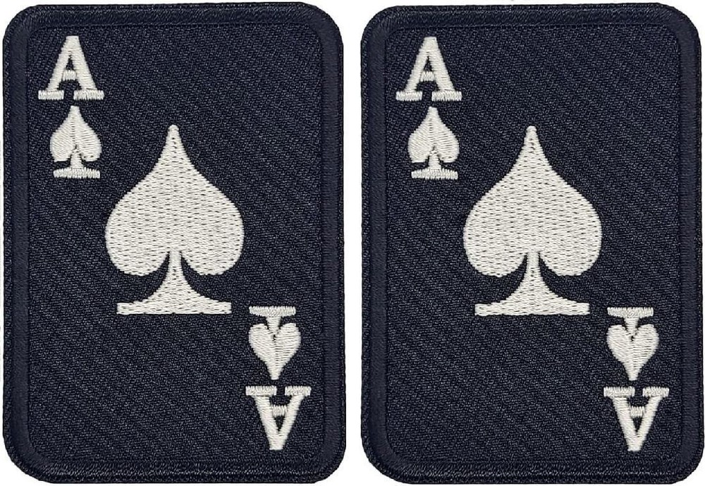 Ace of Spades Death Card Morale Patch  | 2PC  HOOK BACKING  3" X 2"