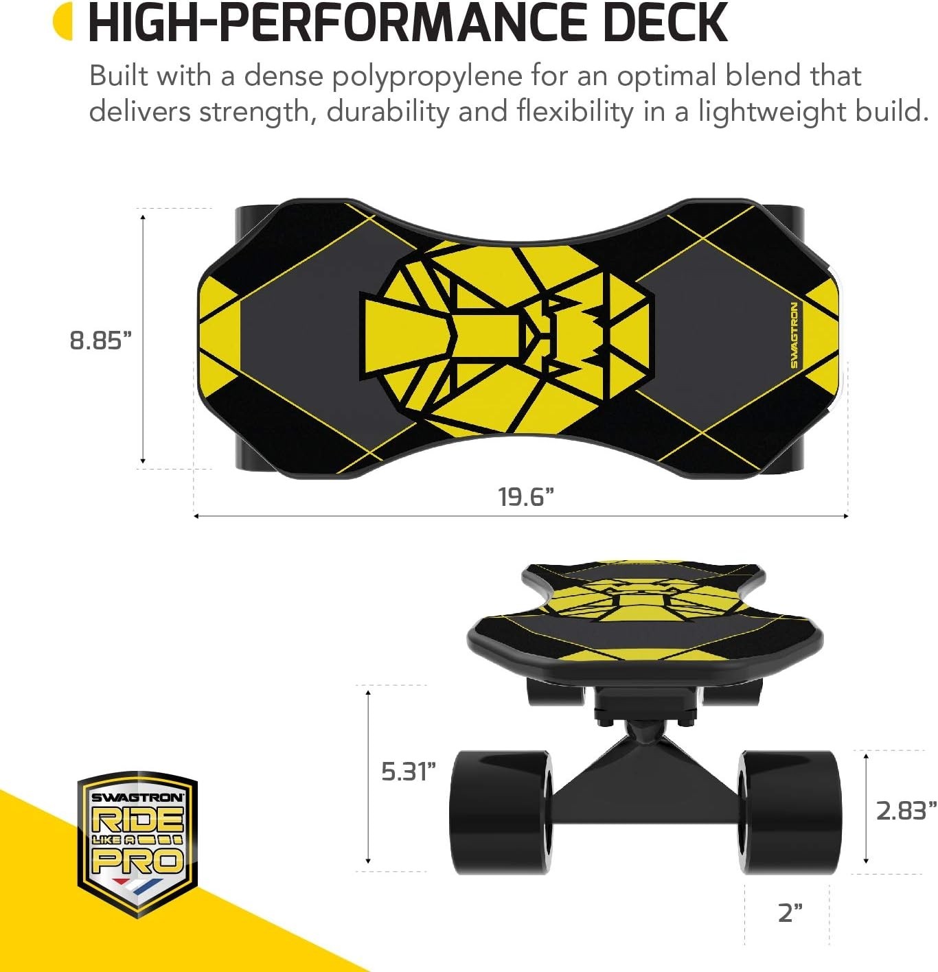 SwagTron Swagskate Ng-3 Electric Skateboard for Kids - Black/Yellow 63866-2