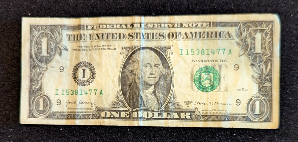 2017A 1$ FRN Full Back To Front Offset Printing Error