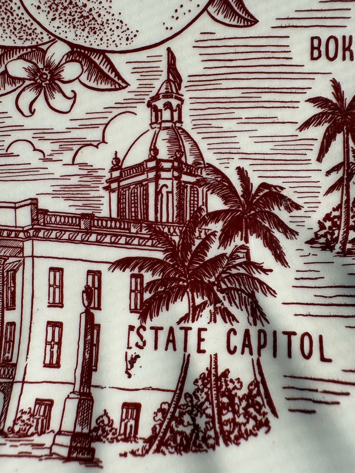 VTG Florida Souvenir Plate Sunshine State Transfer Ware Scallop Edge Kitsch Wall