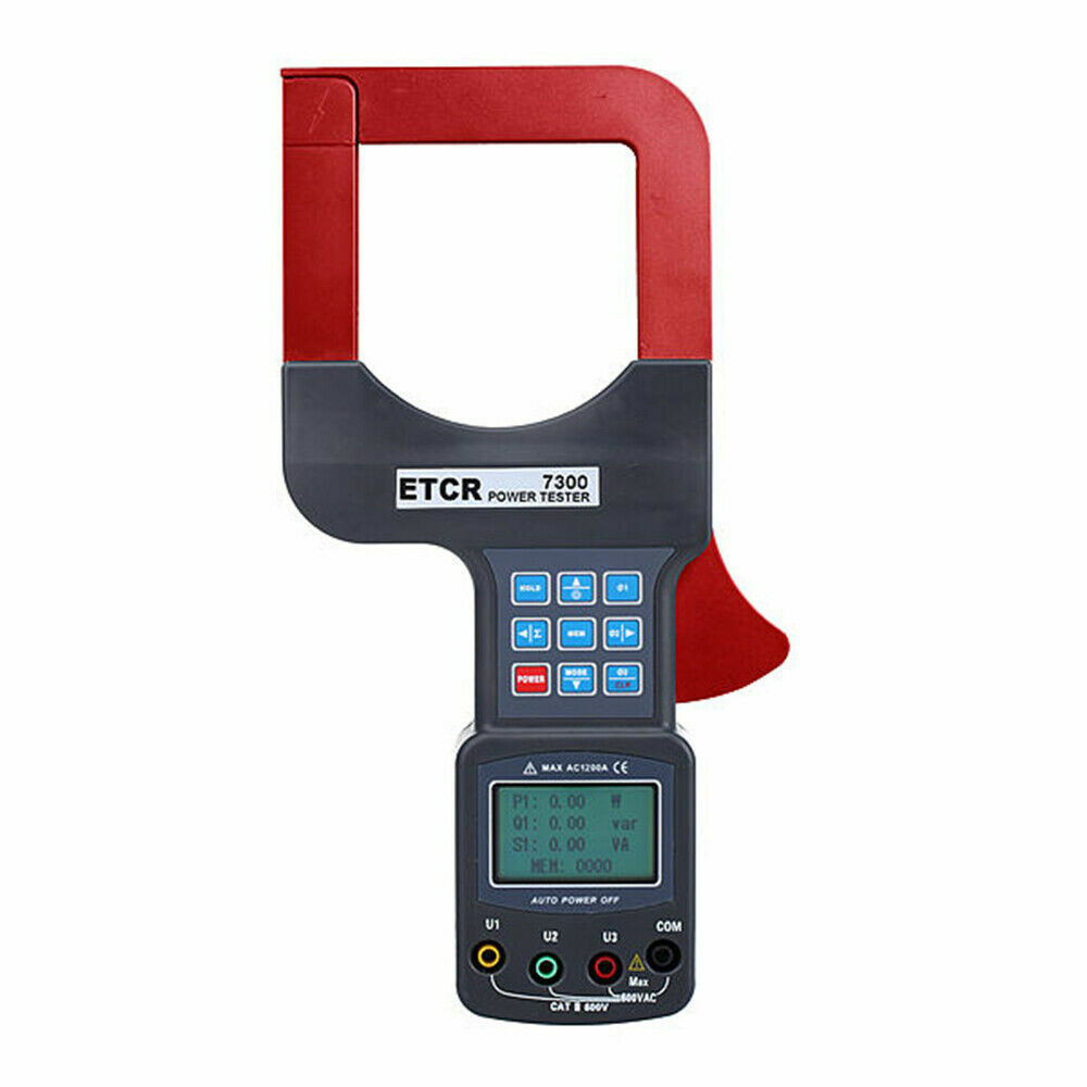 Handheld Large Caliber Three Phase Clamp Power Meter Tester 1200A 600V RS232