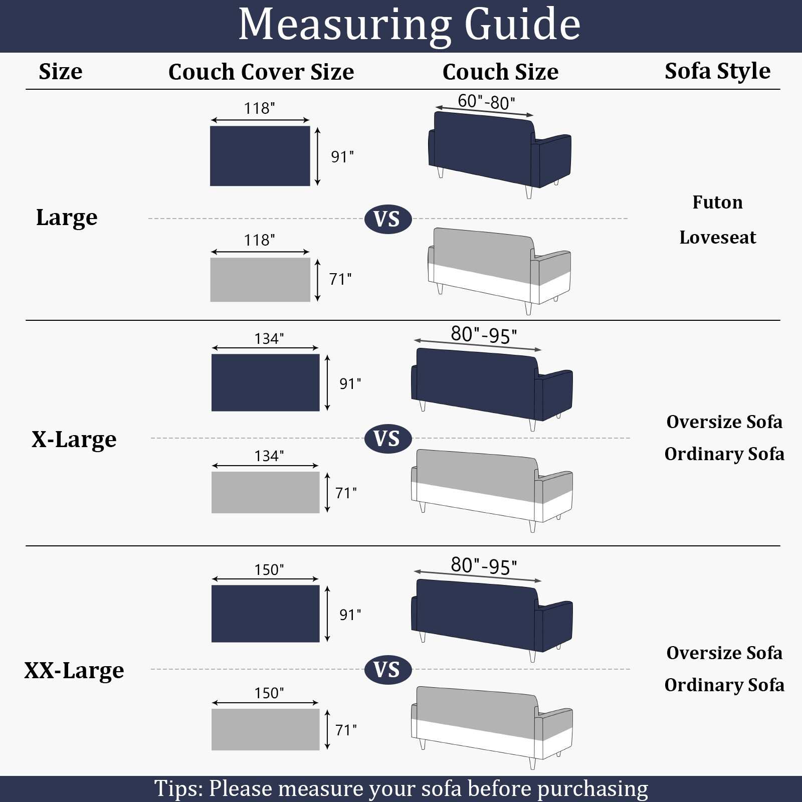 Extra Large Sectional Couch Cover 91"W Chenille Sofa Slipcover w/ Tassel 8 Color