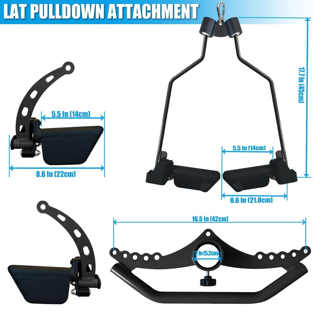 KORIKAHM LAT Pulldown Attachments for Cable Pulley System Machine, T-bar Row ...