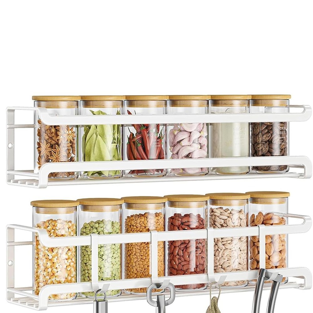 Bunoxea Spice Rack wall mounted 2 Pack, Space-Saving Spice Organizer for Spic...