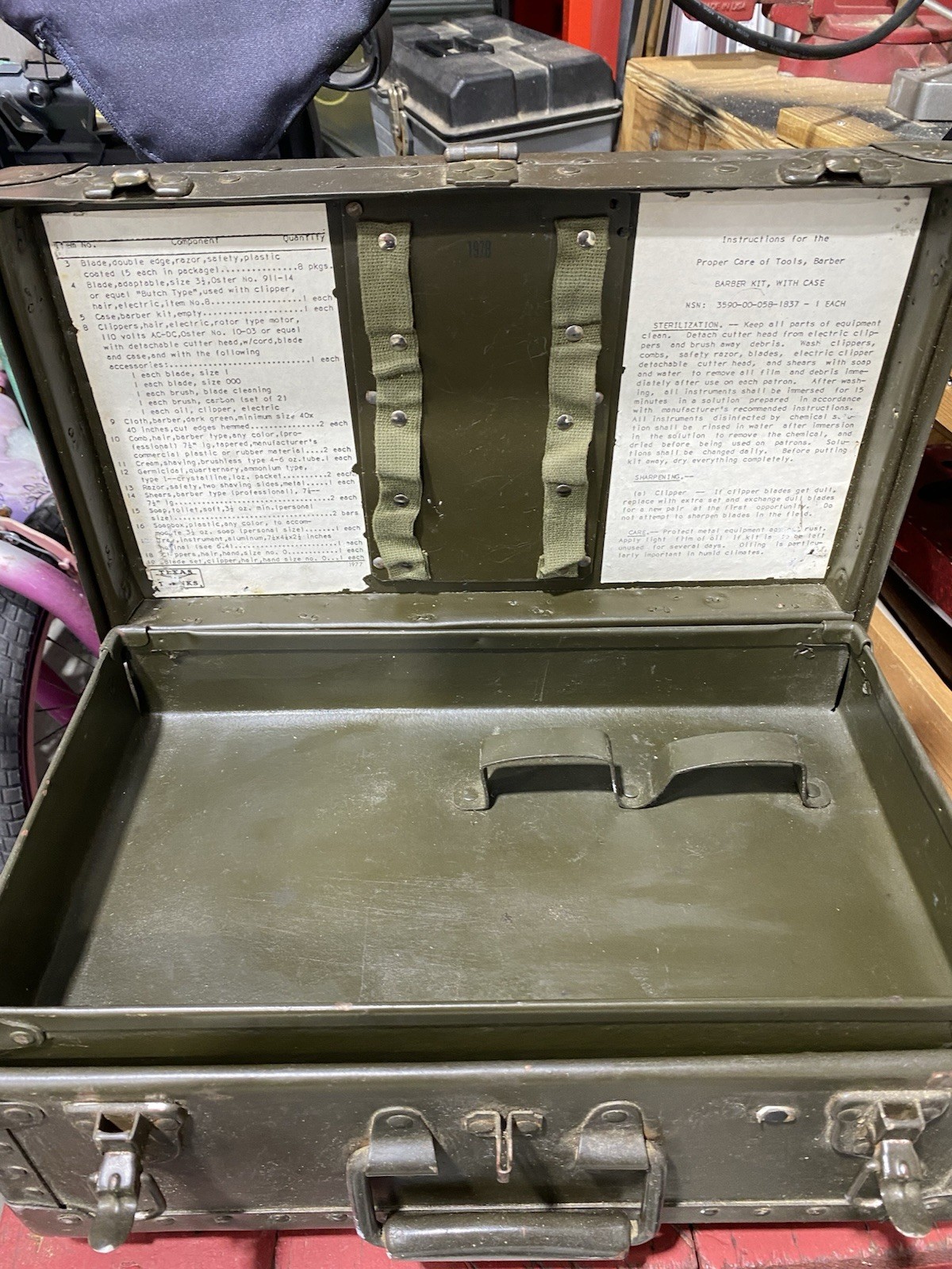 US Army Barber Kit Case NSN 3590-00-058-1837