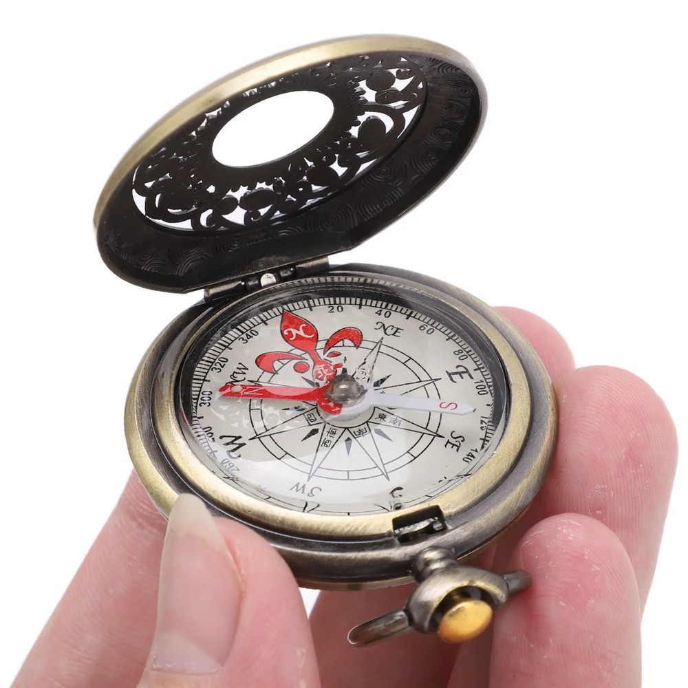 Outdoor Brass Pocket Compass Waterproof Hiking Camping Navigation Tool