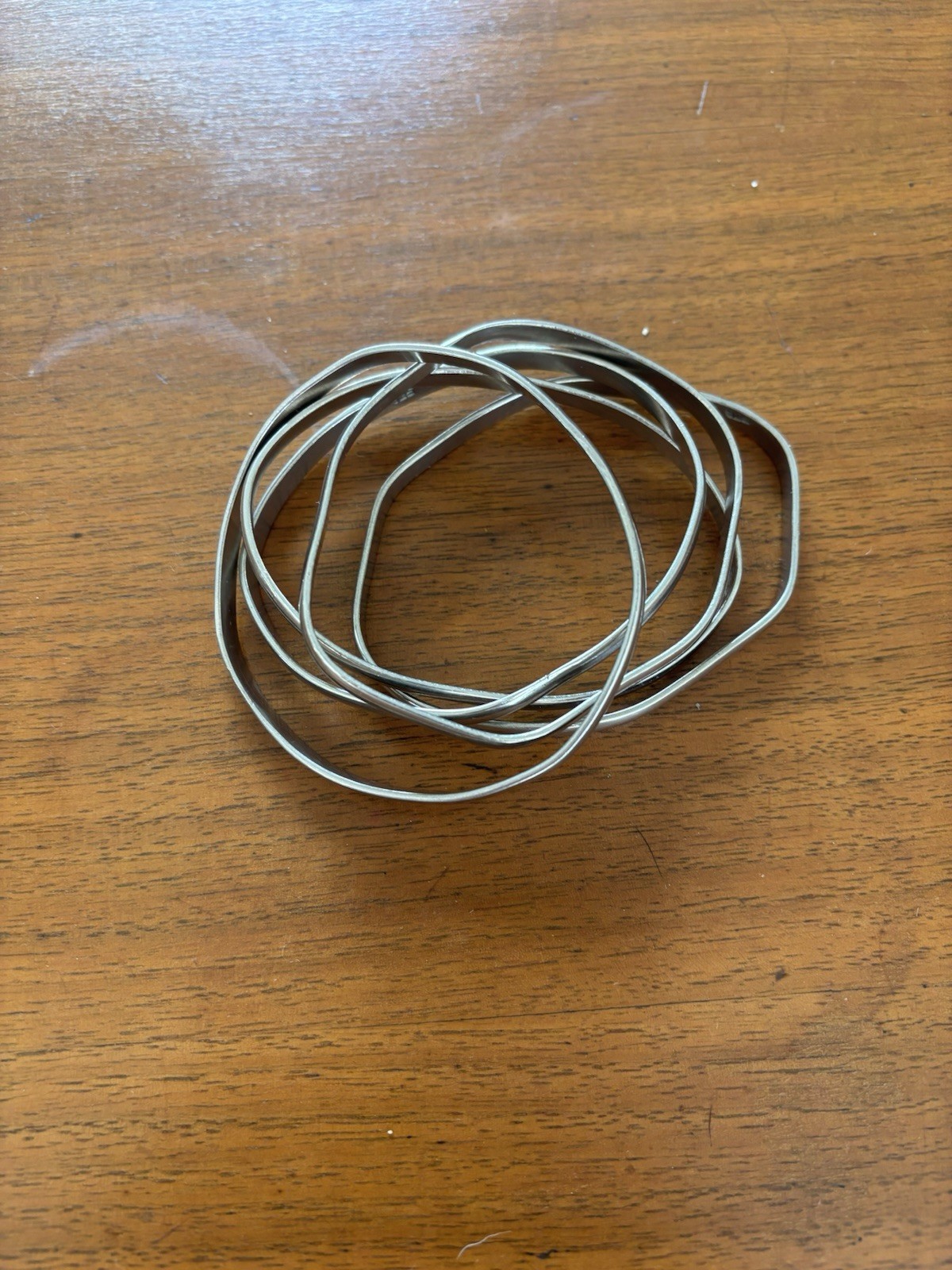 Set of 5 Mexican Sterling Silver Stacking Bangles 925 Mexico Vintage Bracelet