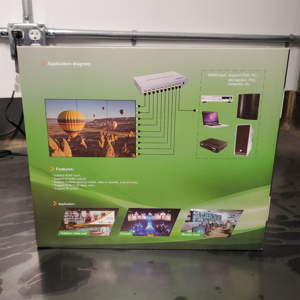 4k 3x3 Video Wall Controller 9 Channels 1 HDMI Input 9 Outputs 13 Display Modes