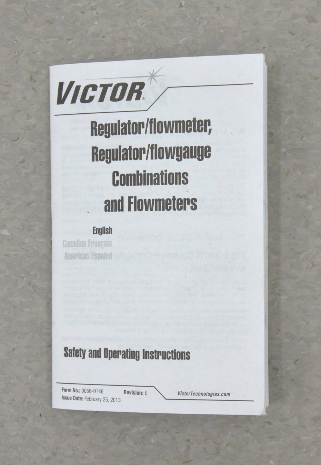 VICTOR Regulator Flowmeter HRF-2425 4000psi