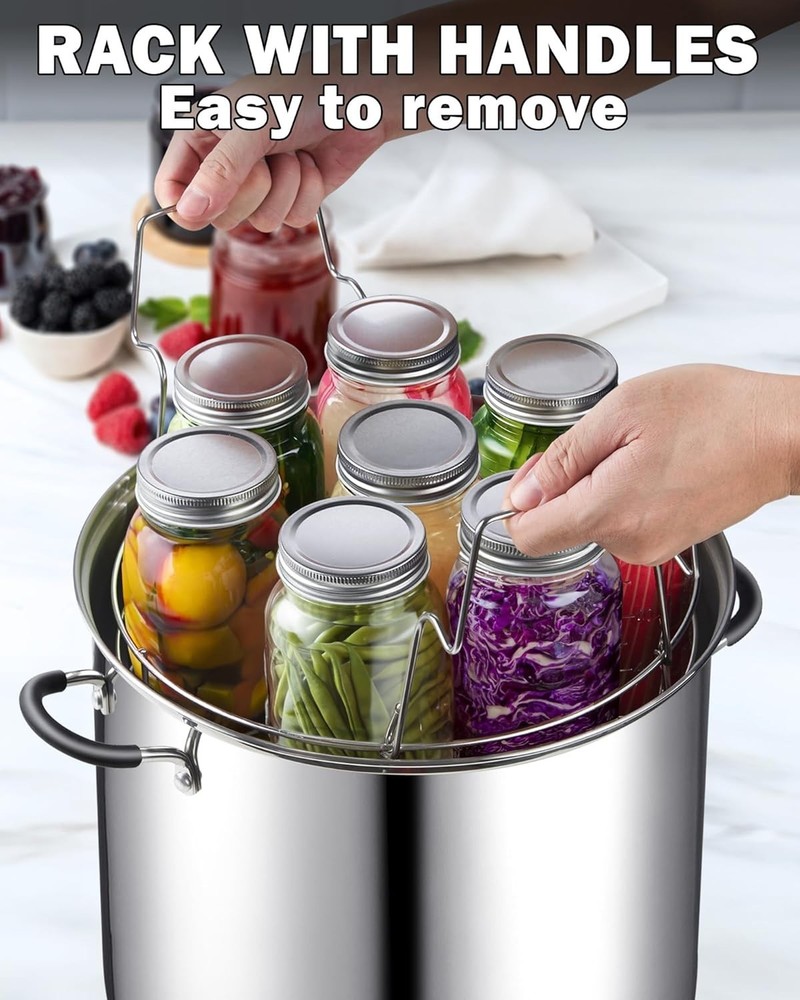 Professional 20 Quart Canning Pot with Induction Capability & Jar Rack Included