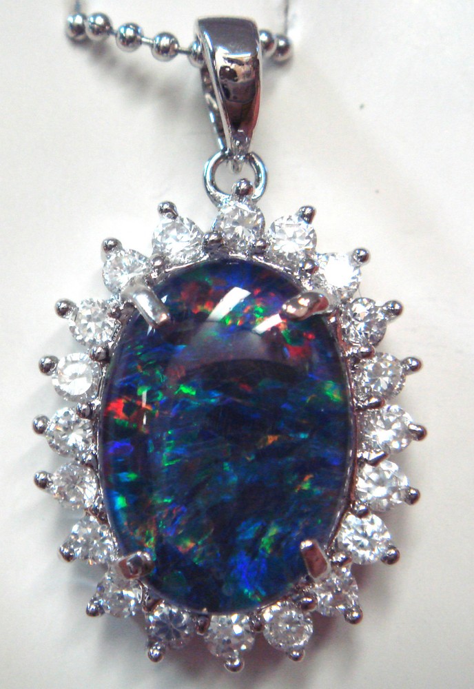 Birth Stone Fire Opal Pendant & Earring Set 925 Solid Sterling Silver