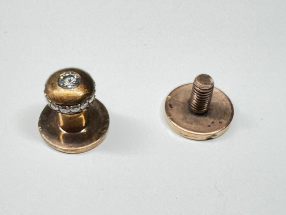 10 karat solid rose gold & diamond button handmade in usa