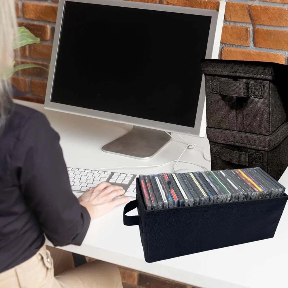 3 Pack CD Storage Box with Handle – Media Disk Organizer for CD & DVD #K
