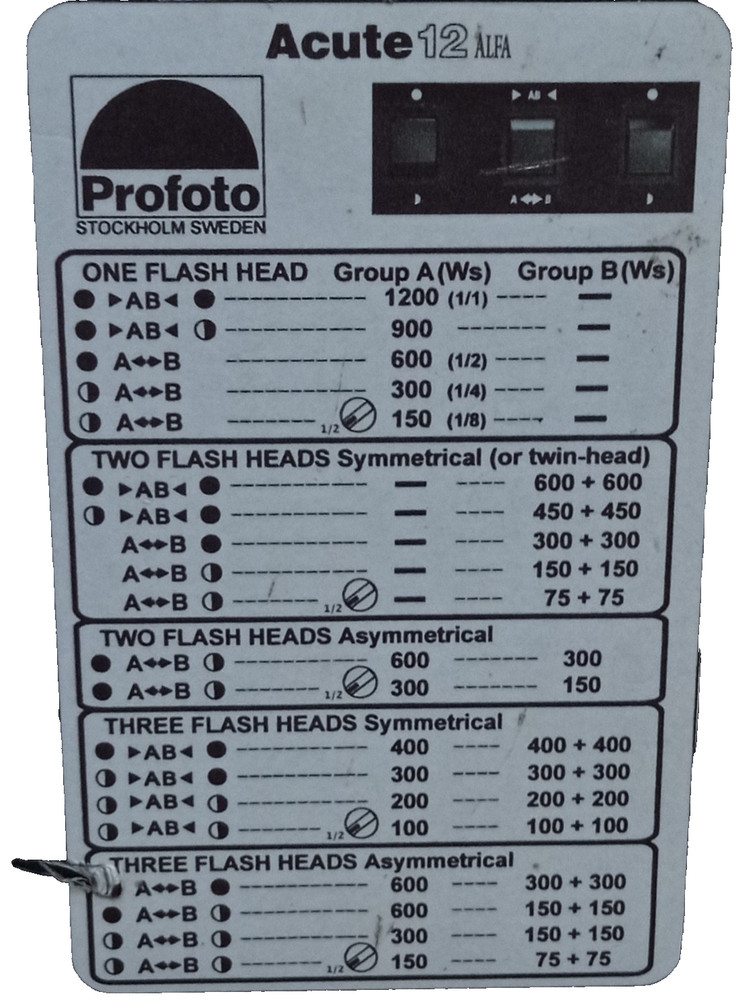 Profoto ProAcute 12 Alfa Studio Flash Power Pak.