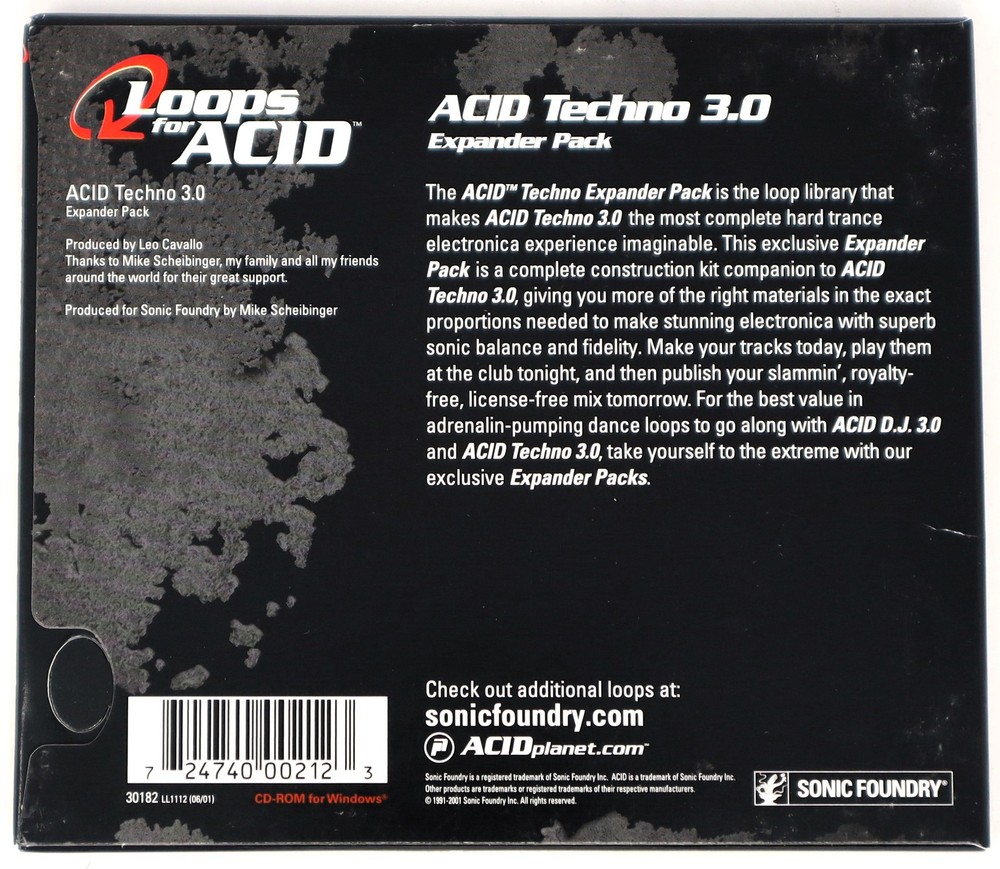 Sonic Foundry ACID TECHNO 3.0 Loops For Acid Sample/Sound Library/Sampling CD