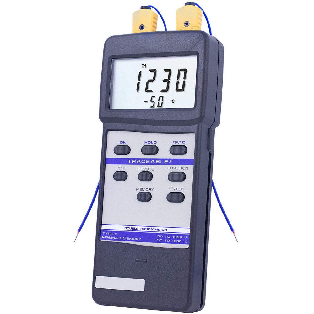 TRACEABLE 4137 Thermocouple Thermometer,2 Input,Type K 3KTW7